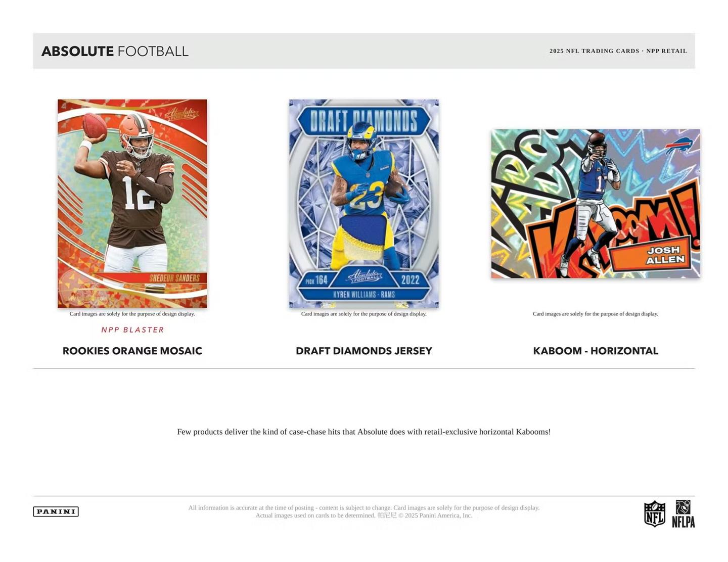 2025 Panini Absolute Football Jumbo Value Pack Kaboom! Inserts, Rookie Cards, NFL Stars | Vortex Cards & Games, LLC 2025 Panini Absolute Football Jumbo Value Pack Kaboom! Inserts, Rookie Cards, NFL Stars | Vortex Cards & Games, LLC
