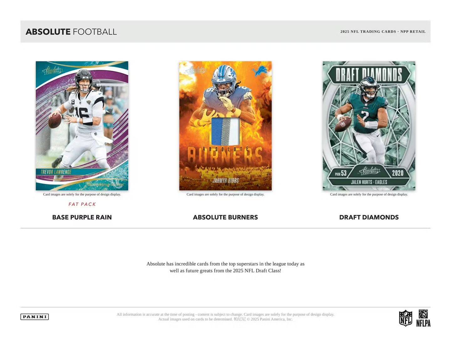 2025 Panini Absolute Football Jumbo Value Pack  Kaboom! Inserts, Rookie  Cards, NFL Stars